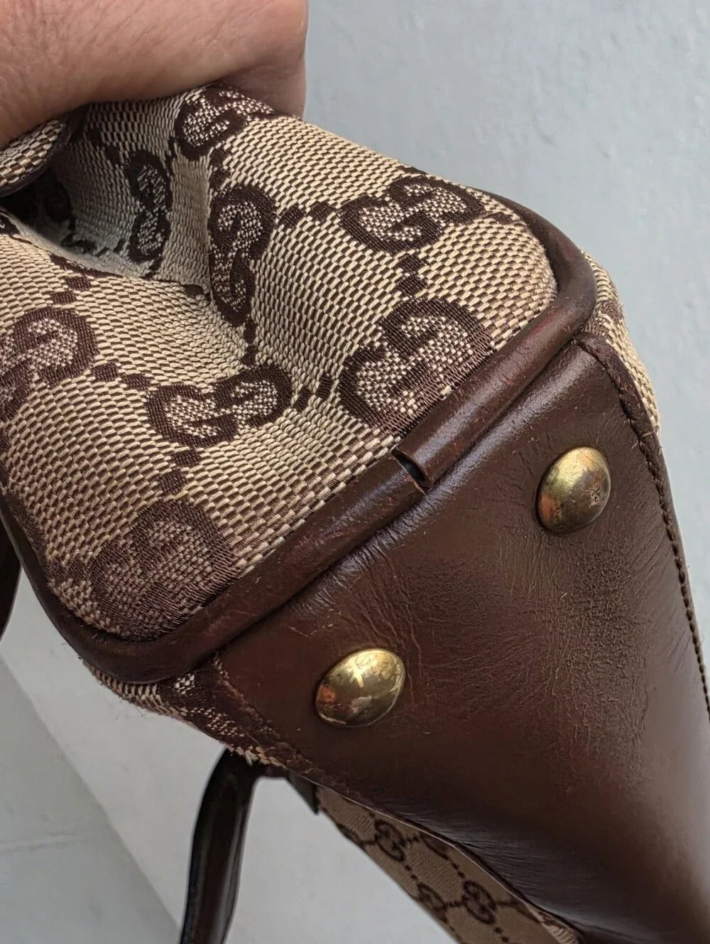 GUCCI Vtg GG Monogram Canvas Tote Briefcase Top Handle Shoulder Bag